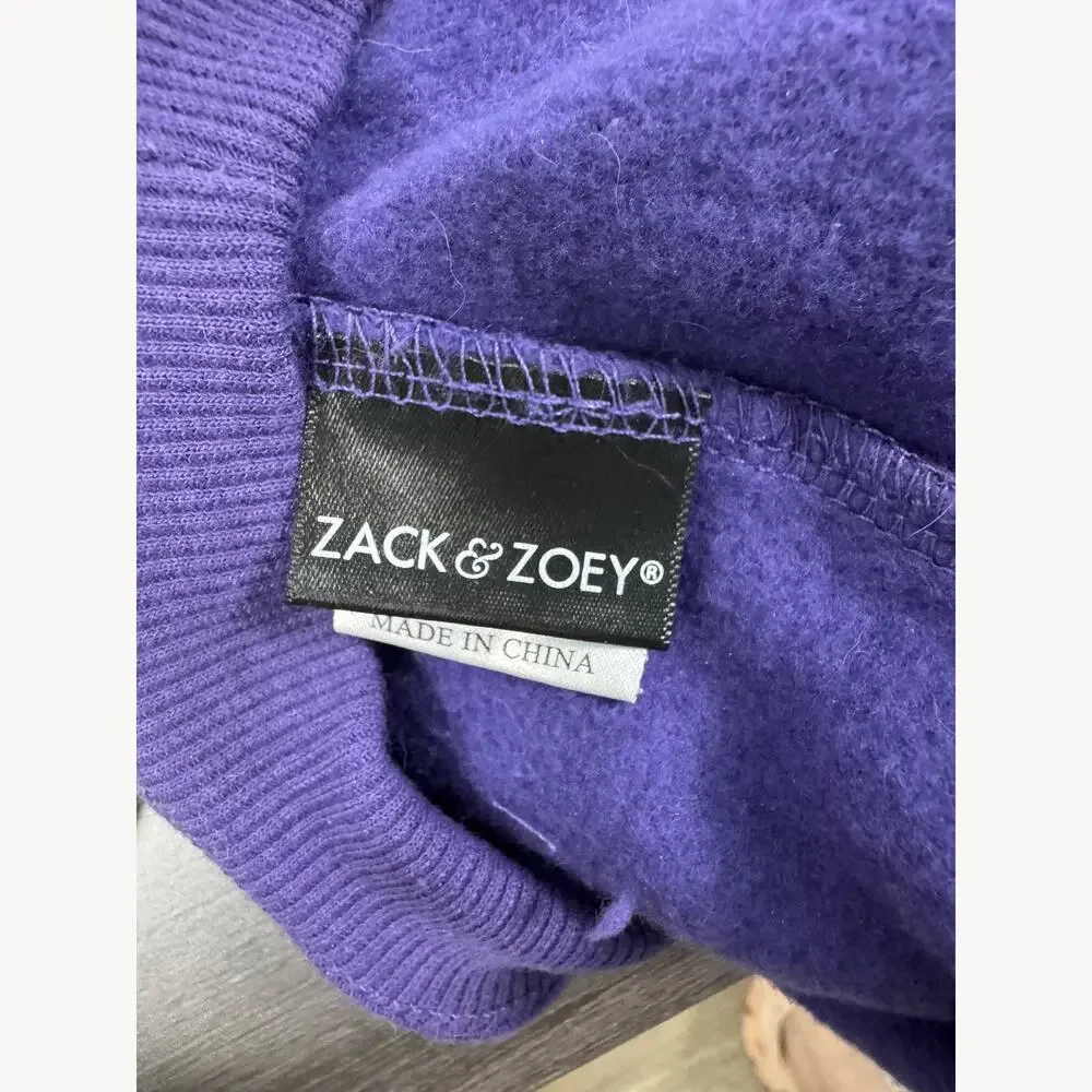 Zack & Zoey Purple Fleece Dog Hoodie Size Medium Cozy Warm Winter Pet Sweatshirt